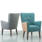 HC 欧式单人咖啡厅彩色布艺撞色沙发  北欧精致小户型个性休闲椅