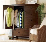 东南亚复古实木衣柜 现代中式仿古实木单门衣柜 卧室实木家具