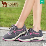 camel骆驼女鞋 正品春新款运动休闲女鞋牛反绒系带单鞋A61331602