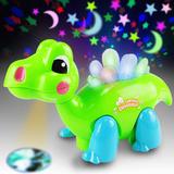 儿童玩具充电电动恐龙仿真可爱Q版霸王龙模型玩具会走会投影星星