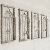 墙饰挂饰铁艺壁饰壁挂 欧式复古3D立体鸟笼 创意家居客厅墙面装饰