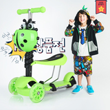 捷米高三合一滑板车 儿童滑轮车可坐 宝宝滑板车三轮闪光 scooter