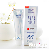 韩国代购爱茉莉麦迪安64升级86美白牙膏 白色美白清新120g