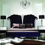 新古典双人实木床 简约欧式布艺雕花大床特价后现代公主婚床1.8米