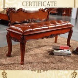 欧式美式床尾凳新古典法式换鞋凳全实木真皮布艺沙发凳美容边榻