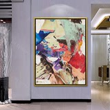 油画纯手绘工现代简约抽象装饰挂壁画欧式玄关走廊过道竖幅定制画