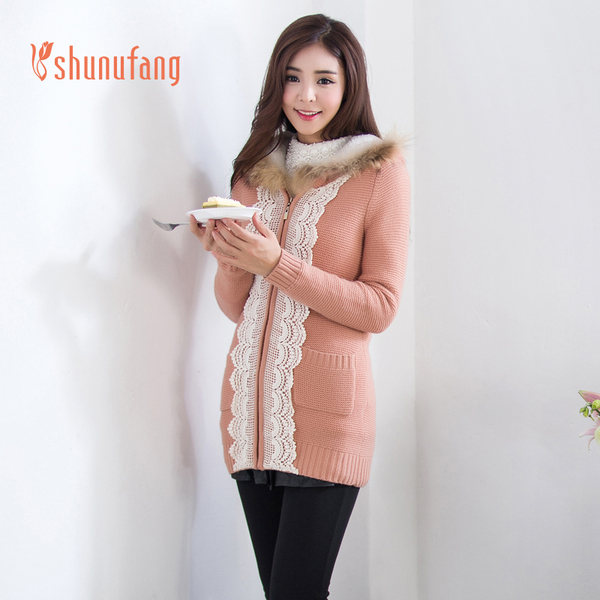 淑女坊 毛衣外套女开衫秋冬 中长款开衫女士厚毛衣长袖女羊绒女装