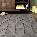 驼灰色纯羊毛地毯客厅茶几卧室床边可定制加厚几何三角图形