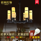 新中式新美式吊灯 餐厅圆形客厅卧室乡村复古玻璃罩灯具新款特价