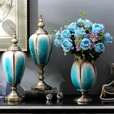 美式新古典摆件样板房家居装饰品客厅电视柜欧式软装陶瓷花瓶摆设