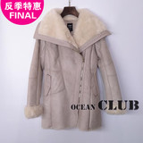 艾格140134087正品代购新款冬装大衣羊羔绒加厚中长款麂皮外套