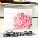 装饰品厨房自粘防油贴纸墙贴画防水墙纸餐厅墙面铝箔瓷砖贴花玫瑰