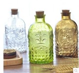 ZA凸面立体雕花 香薰瓶 透明彩色玻璃花瓶 许愿瓶 木塞漂流瓶