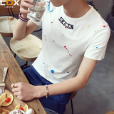 男士夏季印花新款短袖韩版T恤半袖青年圆领学生体恤打底衫潮装