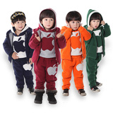 男童女童装秋冬装儿童加厚卫衣三件套宝宝棉衣服外套装0-1-2-3岁