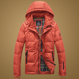 英伦2015外贸原单男士冬季新款加厚保暖羽绒服桔红色宽松精品外套