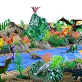 仿真小动物塑料塑胶儿童玩具礼物套装恐龙实心 森林树木石头模型