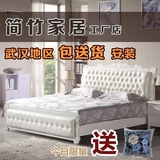 武汉欧式全实木橡木床1.8现代简约婚床白色高箱储物雕花床美式床