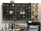 隔板壁挂置物架 实木格子茶壶展示架小饰品创意格子储物架货架