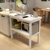 厨房切菜桌操做台实木美甲简易餐桌写字桌多功能方桌微波炉置物桌