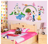 迪士尼5代公主墙贴 儿童床贴纸白雪公主 教室幼儿园装饰墙贴纸画