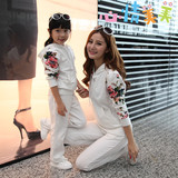 2016春季新款母女装休闲运动套装亲子装秋装长袖卫衣女童韩版品牌