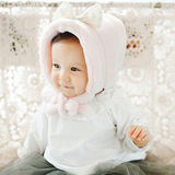 儿童帽子秋冬季婴儿3-6-12个月韩国0-1岁宝宝加绒护耳公主棉帽潮