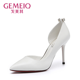 GEMEIQ/戈美其2016秋季新款韩版浅口尖头单鞋  优雅侧空高跟女鞋