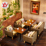咖啡厅沙发卡座 西餐厅餐桌椅组合 欧式甜品店餐椅奶茶店皮艺椅子