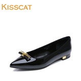 KISS CAT/接吻猫2015女鞋秋新款尖头平底单鞋套脚正装秋鞋