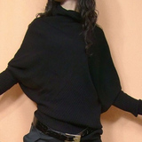 2015春秋韩版女装针织衫不规则套头宽松显瘦毛衣蝙蝠衫打底衫外套