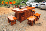 实木茶桌椅组合 中式茶台餐桌两用榆木功夫茶艺桌将军台仿古家具