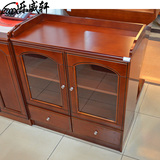 乐威轩办公家具 中式胡桃红色小办公室茶水柜文件柜 D--8001/120