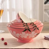 创意大号陶瓷泡面碗手绘日式樱花米饭碗家用餐具韩式汤碗大拉面碗