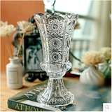 包邮欧式透明水晶玻璃花瓶高脚杯水培花器花插客厅餐桌花瓶
