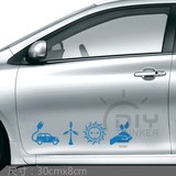 电动汽车个性环保标志车贴纸个性创意帅气车门贴车身防水装饰拉花