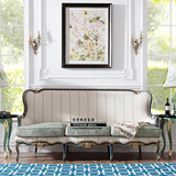 法式实木雕花双人沙发欧式美式新古典三人布艺沙发椅奢华客厅家具