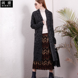 闲提时尚新品女装100%纯羊毛大衣 西装驳领中长款大衣廓形厚外套