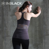 韩国INBLACK代购正品高端显气质蕾丝拼接性感吊带衫瑜伽背心舞蹈