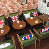 北欧咖啡厅沙发桌椅组合 实木西餐厅桌椅 奶茶甜品店茶餐厅卡座