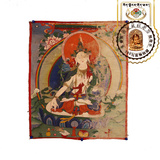 西藏红藏传佛教白度母纯手工手绘老唐卡色彩鲜丽高档挂画文化瑰宝