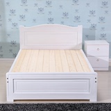 特价定制1.35米白色欧式实木床儿童1.2m单人1.8米松木双人硬板床