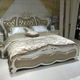 欧式床 实木真皮床 1.8米新式奢华高档双人床 卧室美式公主床婚床