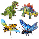 3d立体拼图纸质3d拼图立体动物拼图手工制作恐龙昆虫工程车圣诞节