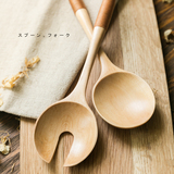 zakka环保长柄木质品创意餐具水果木勺子可爱汤勺子实木果蔬叉子
