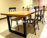 桌椅组合 休闲会议桌做旧长方形办公桌美式实木餐桌茶艺桌咖啡厅