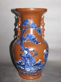 古瓷器 清代青花 三星 祝寿  花瓶 古董古玩