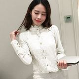 2016春款韩版木耳边蕾丝衫衬衫吊带打底两件套百搭显瘦个性衬衣潮