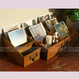 zakka杂货 实木做旧木盒收纳盒  明信片盒子 创意家居饰品