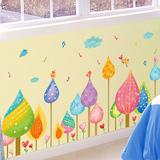 墙贴纸卧室墙上卡通贴画儿童房间幼儿园宿舍装饰彩色树踢脚线腰线